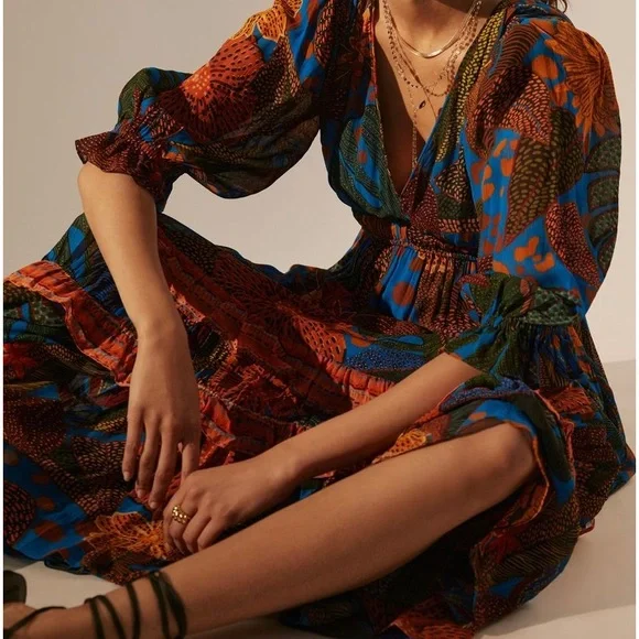 FARM RIO Puff Sleeve Maxi Dress - Picture 2 of 7